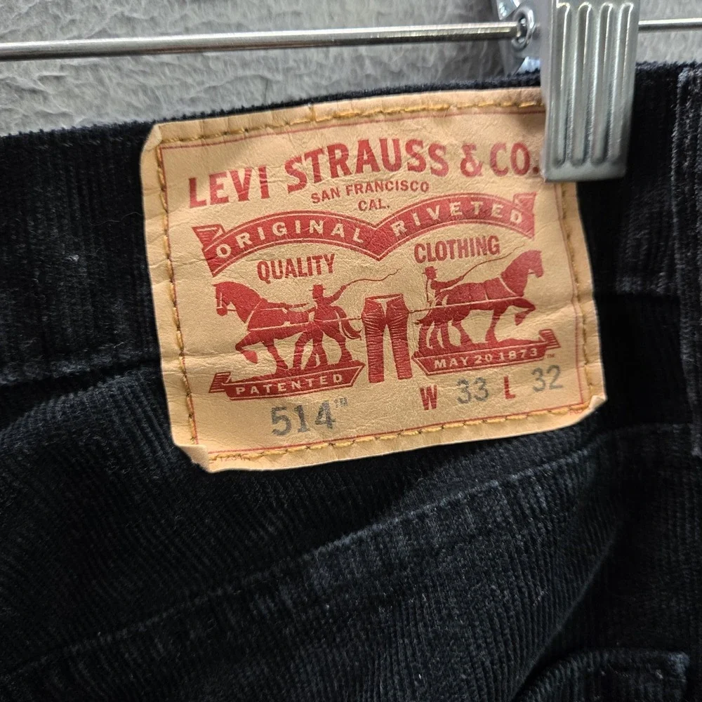 Levi's 514 Men Jeans 33X32 Black‎ Straight Fit Corduroy 33